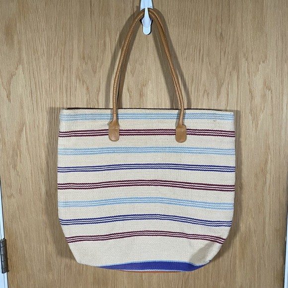 Southwest Aztec Tote Bag Colorful Stripe Pattern Color Block 100% Cotton Western - Picture 2 of 7